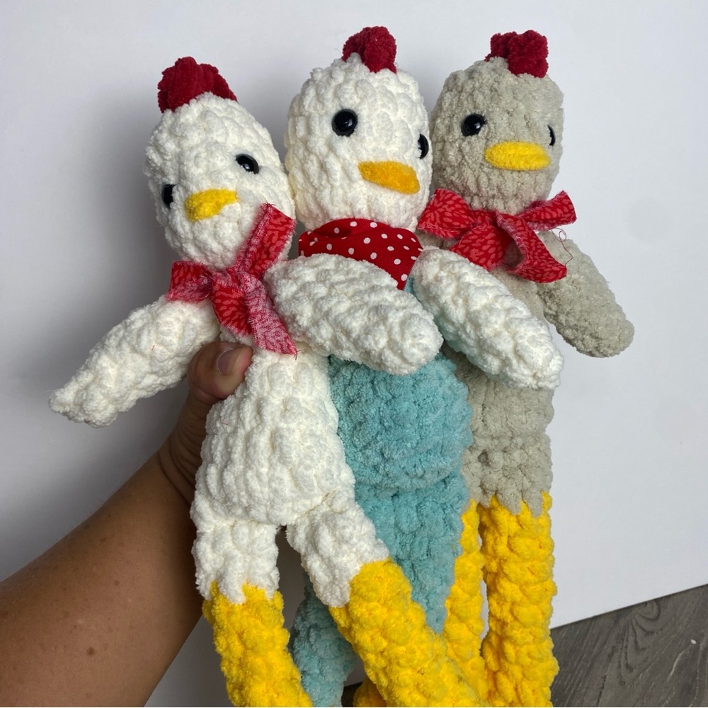 Ready To Ship, You Pick, Charming Plush Chicken- White, Blue, Tan